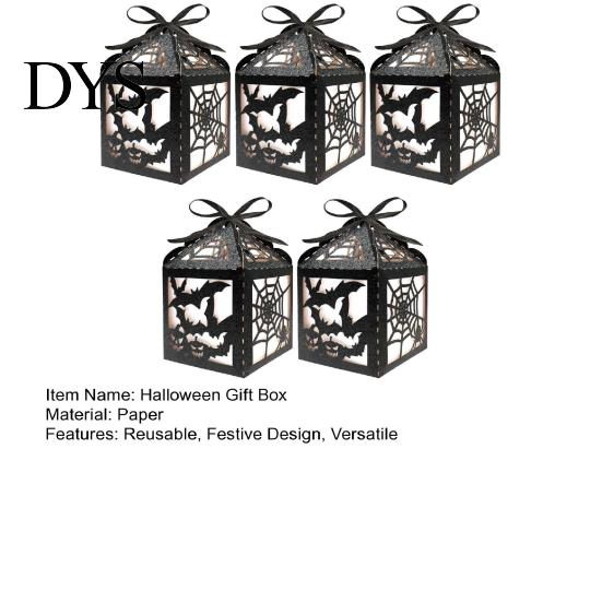 Holiday Celebration Supplies 5Pcs Halloween Gift Box, Bat Decor Candy Container, Trick or Treat Durable Reusable Props Spooky Paper Box for