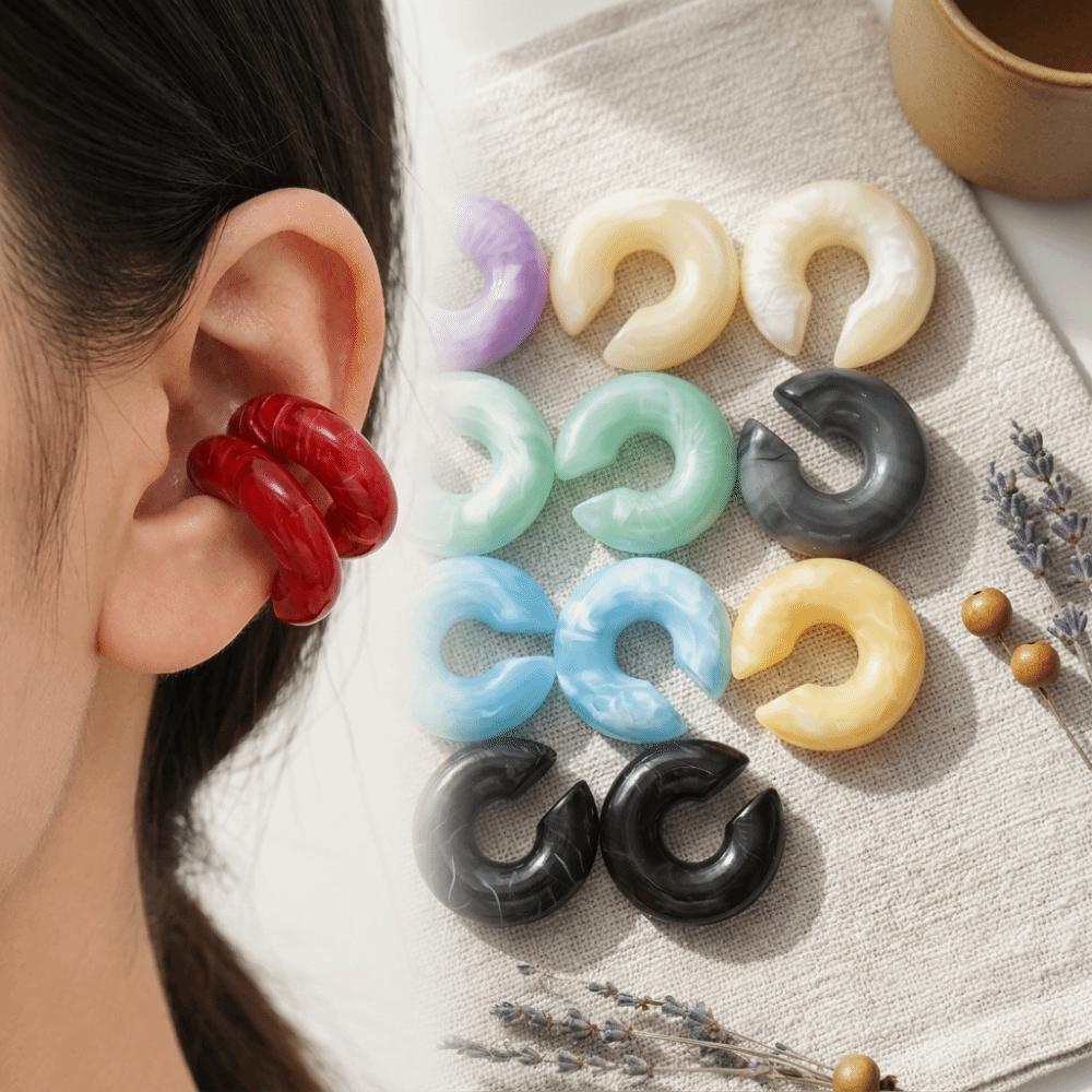 Acrylic C Shape Ear Cuff Round No Piercing Earrings Simple Design Ear Clip Earrings Festival