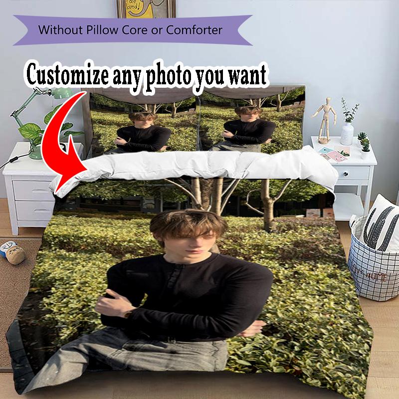 Персонализация изображения Персонализируйте свою фотографию Комплект постельного белья Дышащий пододеяльник с наволочками Домашний декор Подарок на день рождения