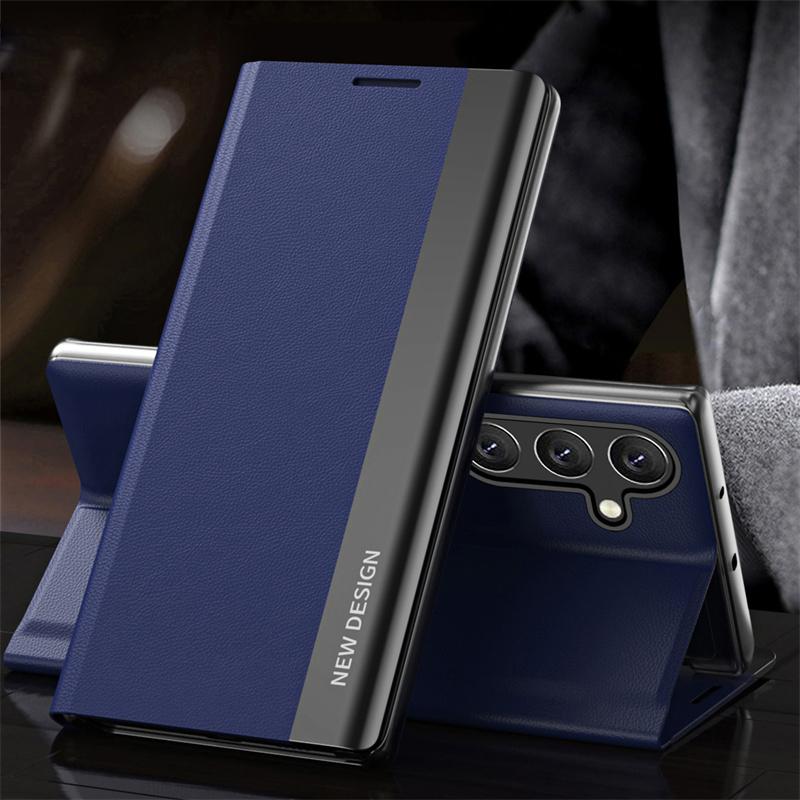 6D Plating Leather Phone Shockproof Case For Samsung Galaxy S25FE S24 S25 Ultra S23 S21 S22 Plus 5G Full Protection Magnetic Flip Book Stand Cover