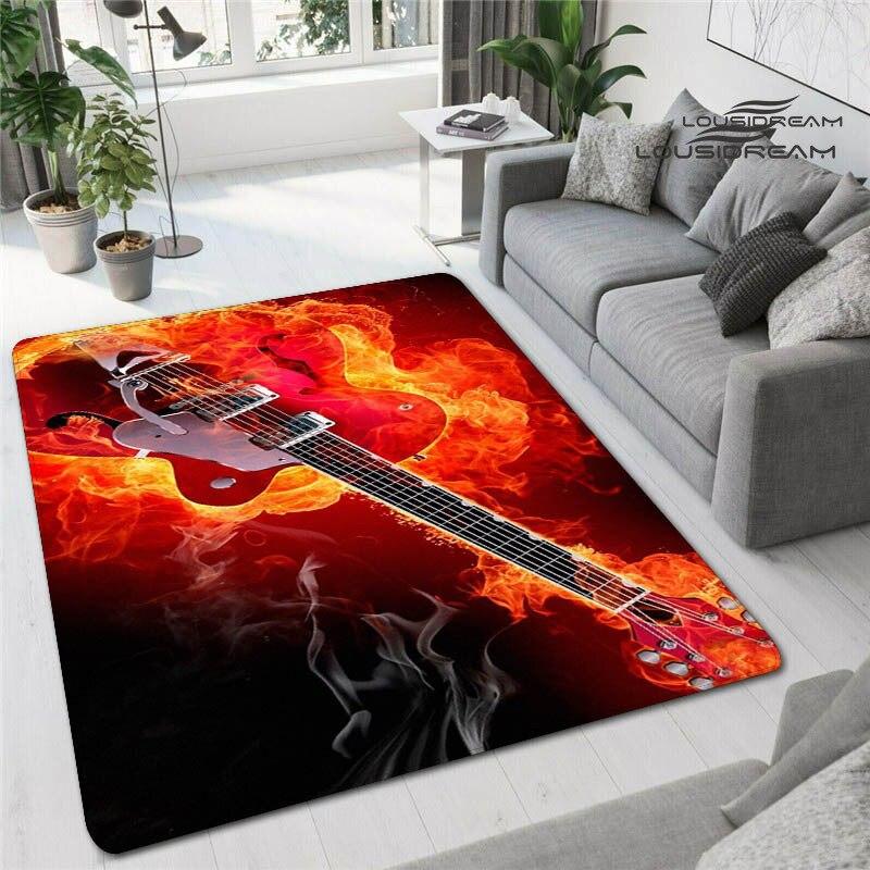 Красочные гитарные 3D печатные ковры для гостиной, нескользящие коврики, прикроватная тумбочка для спальни, современное украшение для дома, моющиеся напольные коврики