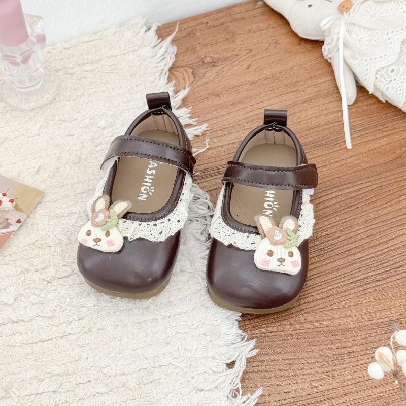 Youth style shoes Soft Sole Anti-Slip Princess Style Toddler Shoes With Cartoon Rabbit Design Magic Tape Girls Age 1-3 Years
