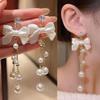 925 Silver Needle Korean Fashion Pearl Tassel Earrings For Women Jewelry Trending New Luxury Women's Zircon Pearl Earrings
