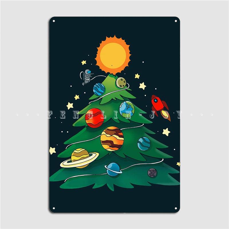 Mfoever Christmas Tree Metal Sign Living Room Mural Painting Cinema Living Room Personalized Tin Sign Poster