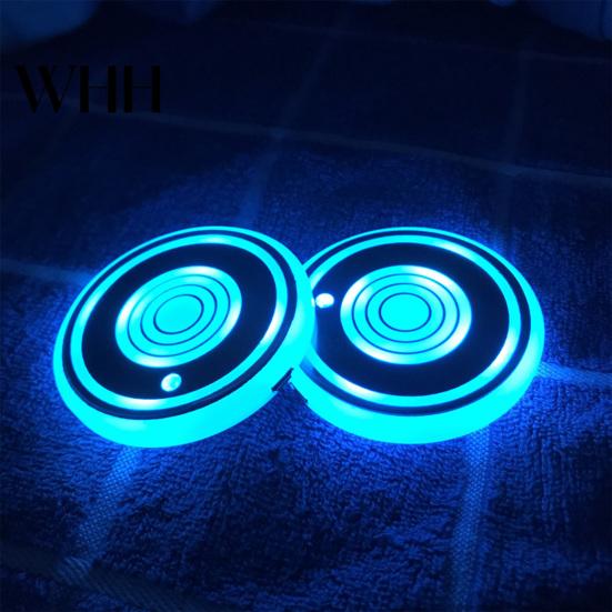 Waterproof Car Cup Pad 2Pcs LED Coaster with Light Sensor Illuminated Holder USB Rechargeable Interior Atmosphere Lamp Decoration Mat Luminous