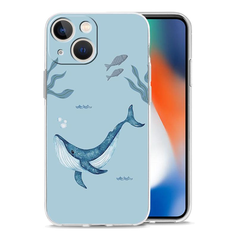 Чехол для iPhone 17 Чехлы iPhone Air 16 15 12 13 14 Pro Max 7 8 Plus 16Pro iPhone11 Мягкий чехол Дельфин Кит Пара