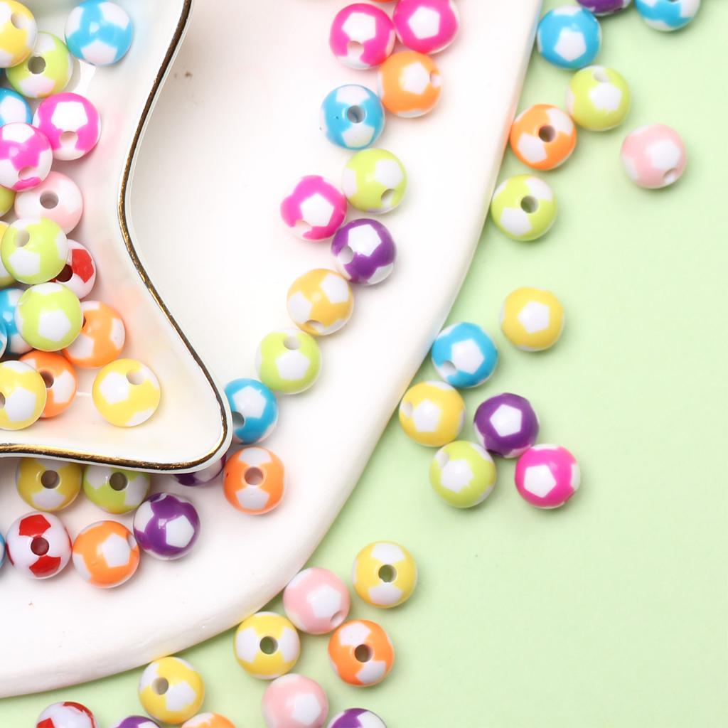 Акриловые бусины, бусины, акриловые бусины в виде футбола, бусины в виде футбола, 10 шт., карамельные цвета, россыпью, для изготовления ювелирных изделий, кулонов, модных ручных изделий