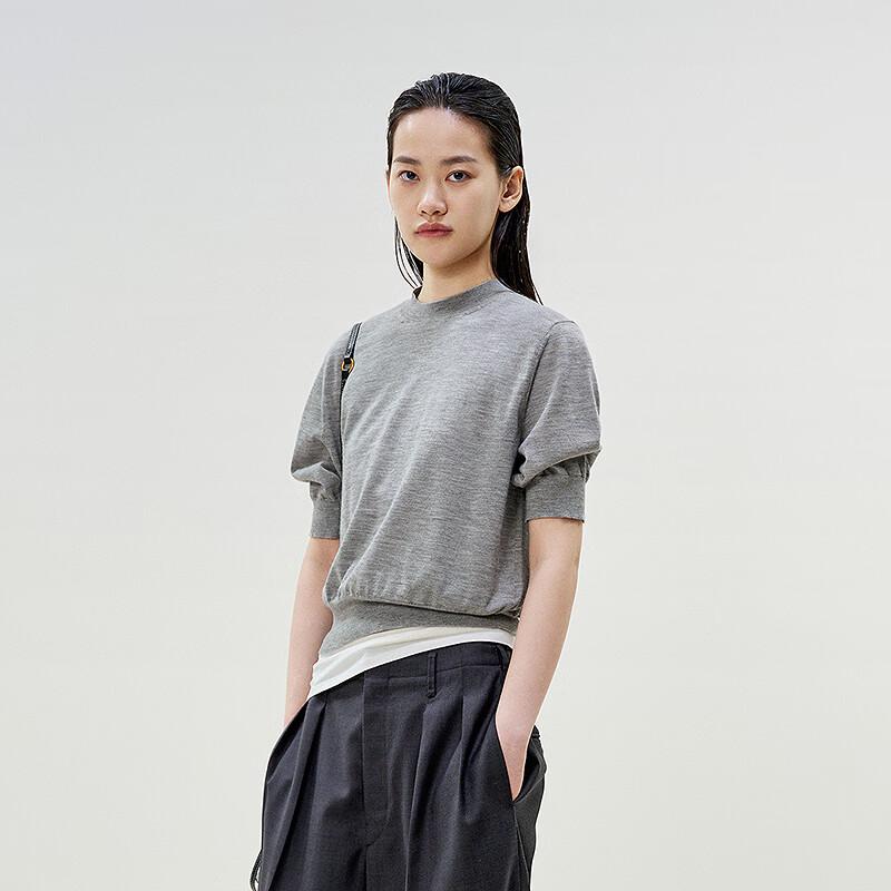 LESS 2025 Spring Round Neck Cashmere-Silk Blend Pullover