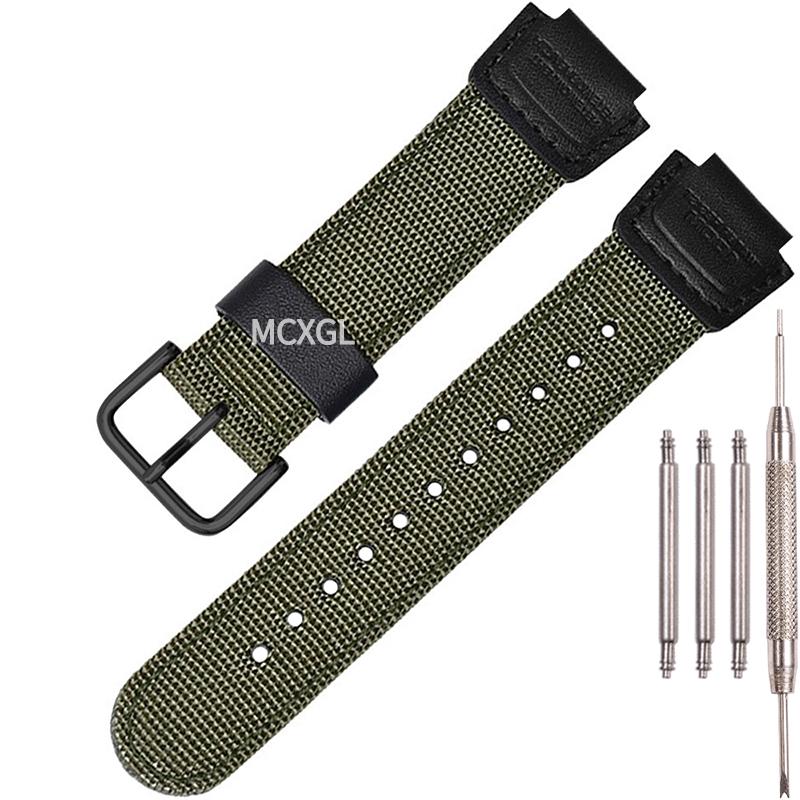 16 мм Нейлоновый кожаный ремешок Подходит для Casio DW5600 GA110 GA2100 AWG-M100 GA-700 Мужские наручные часы для активного отдыха Аксессуары