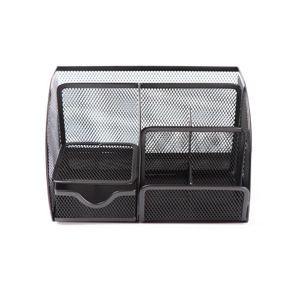 For School Supplies Stationery & Office Makeup Storage Box Steel Mesh Desk Organizer 6-Compartment Pencil Pen Holder