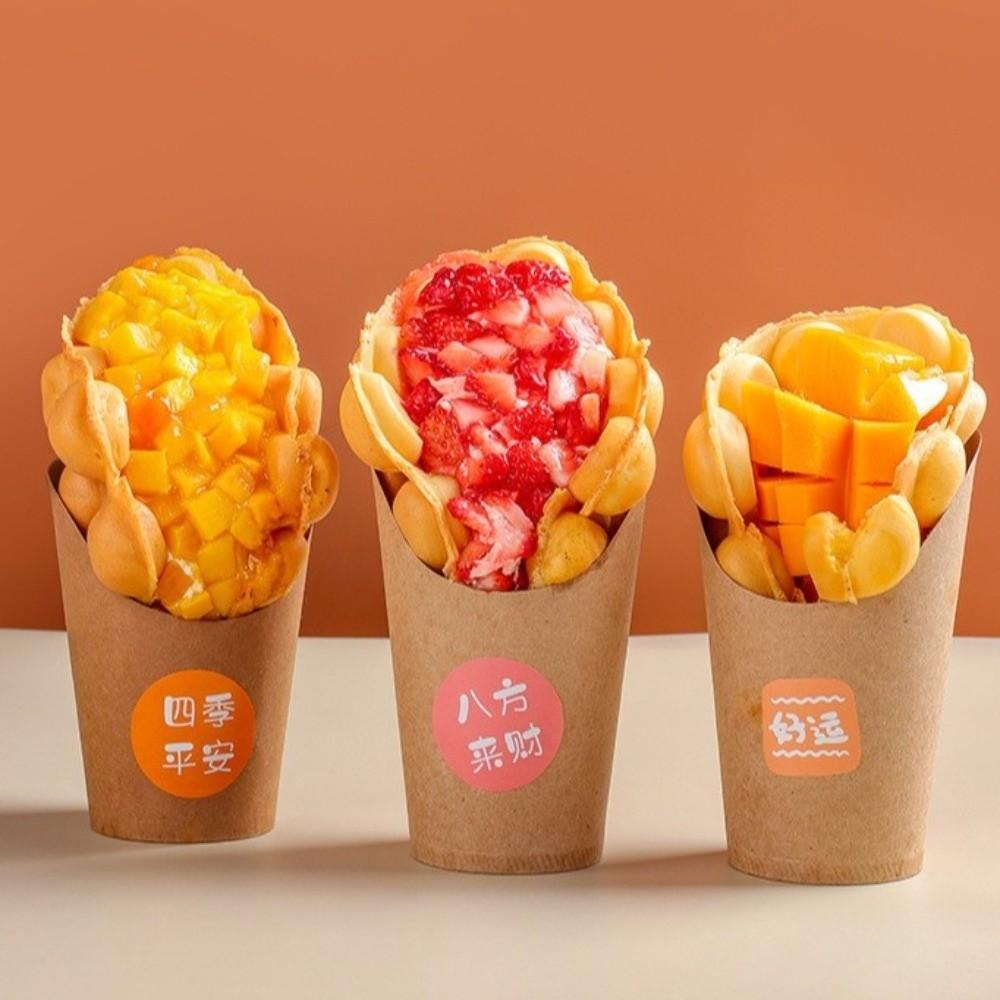 50PCS Thickened Egg Waffle Paper Cup Water Proof Take-out Snack Boxes Kitchen Use
