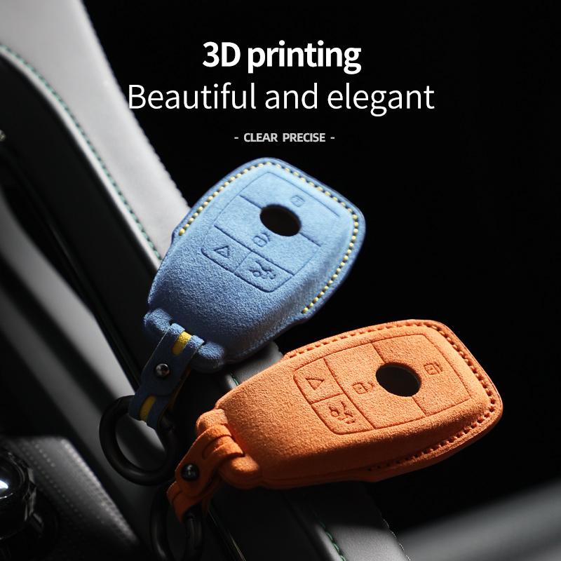 Suede Car Key Case Cover for Mercedes Benz W176 W177 W205 W206 W212 W213 W222 W223 W167 W463 X166 A C E S G CLS GLC SL Class