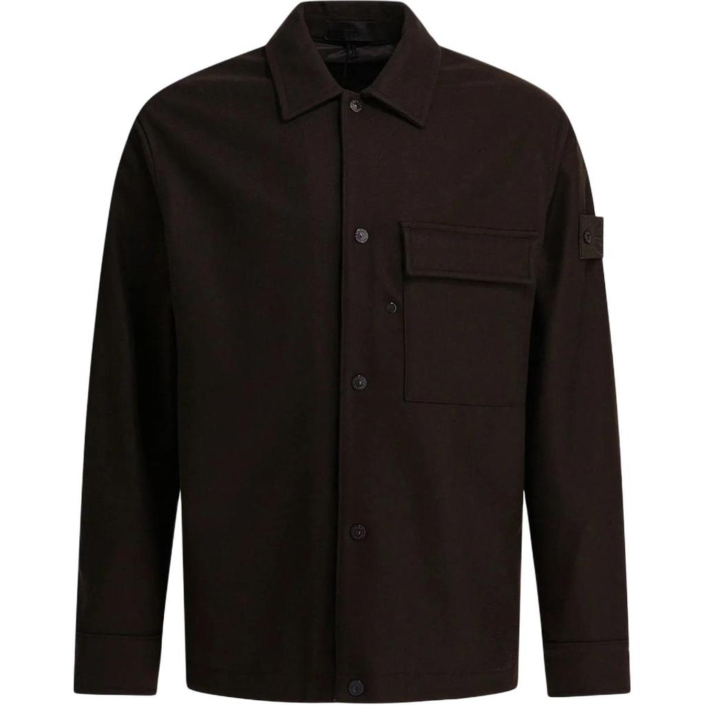 STONE ISLAND FW25 Серия Ghost Однотонная Однобортная Рубашка с Карманом и Длинным Рукавом Мужские рубашки K2S151200028S0F24-V0070