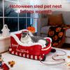 Christmas Sleigh Pet Bed Funny Fluffy Santa Sleigh Dog Bed Detachable Plush Pet Sofa Bed with Non-Slip Base for Cats Dogs Holiday Decor