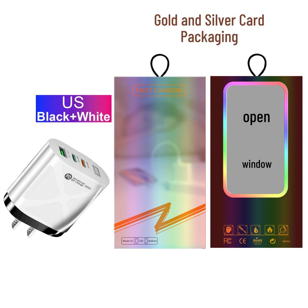 58W Dual Fast Charger with 2PD + QC3.0 for EU/US/UK/AU Plugs