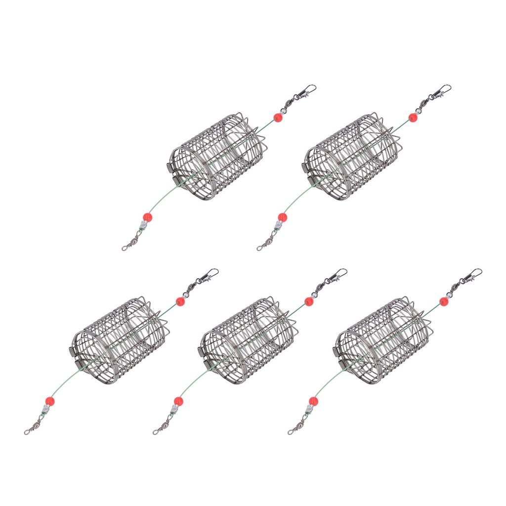5Pcs Fishing Bait Cages Lure Cage Stainless Steel Fishing Trap Basket Feeder Holder M
