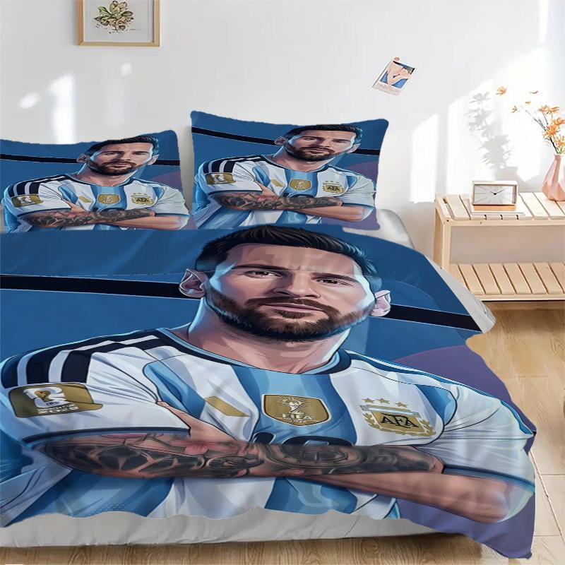 Argentina Football Star Print 3Pcs Bedding Setduvet Cover With 2 Bedropillowcase Home Birthday Gift