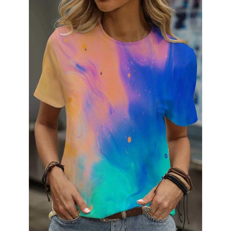 Женская футболка с 3D-принтом и мультяшной графикой, повседневный топ с коротким рукавом для лета