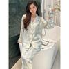Ice Silk Pajamas for Women Spring and Autumn New Long-sleeved Cardigan Thin High-end Silk Satin Home Wear Set