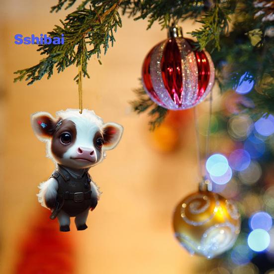 Милый мультяшный хайлендский коровий автомобильный кулон, акриловый художественный ремесленный орнамент, прекрасный автомобиль, зеркало заднего вида, украшение для дома, Рождественская елка, подвесное украшение, подарок