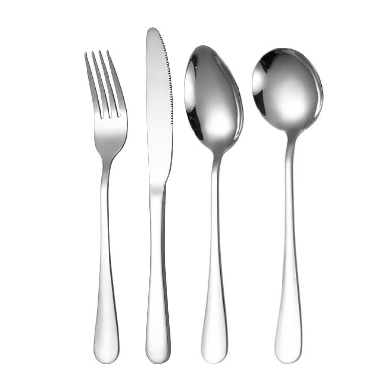 Прочный набор западных столовых приборов из нержавеющей стали 1010: Нож, вилка и ложка для перемешивания для стейка и обеда.
