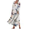 Women's Fashion Casual Print Round Neck 3/4 Sleeve Loose Pocket Dress