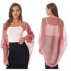 Womens Casual Long Sleeve Sun Protection Tops Open Front Chiffon Wraps Pleated Shawl Cover Ups Beachwear