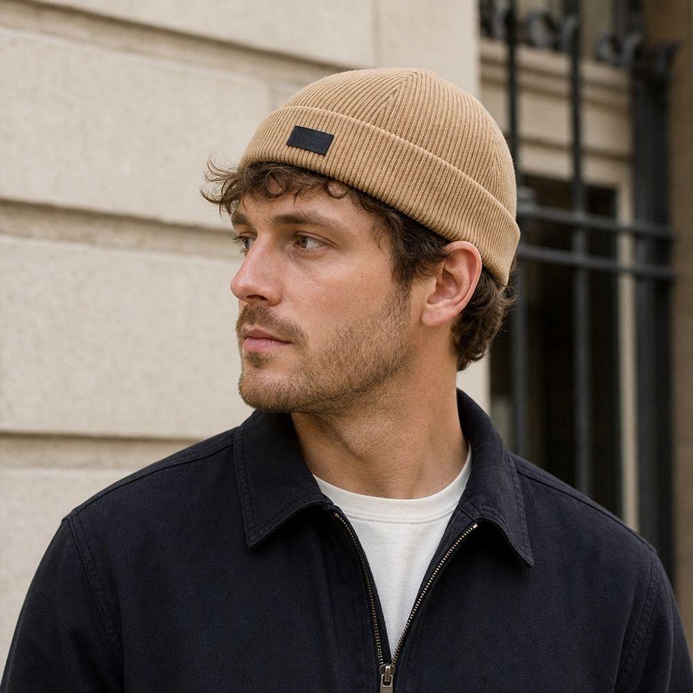 Adjustable Brimless Cap Adjustable Back Strap Retro Docker Hat Beanie Hat  Daily Casual Wear
