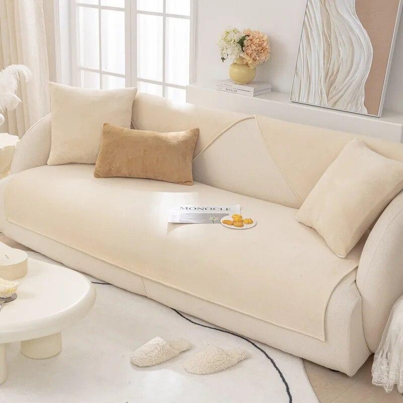 Мягкий стеганый плюшевый бархатный секционный чехол для дивана, толстый нескользящий диван-полотенце, однотонный короткий плюшевый чехол для дивана для гостиной