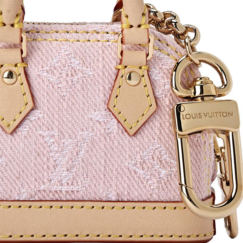 Louis Vuitton Мини-кошелек Micro Alma из денима с классическим принтом Monogram, холст, кожа, женский, розовый M02763