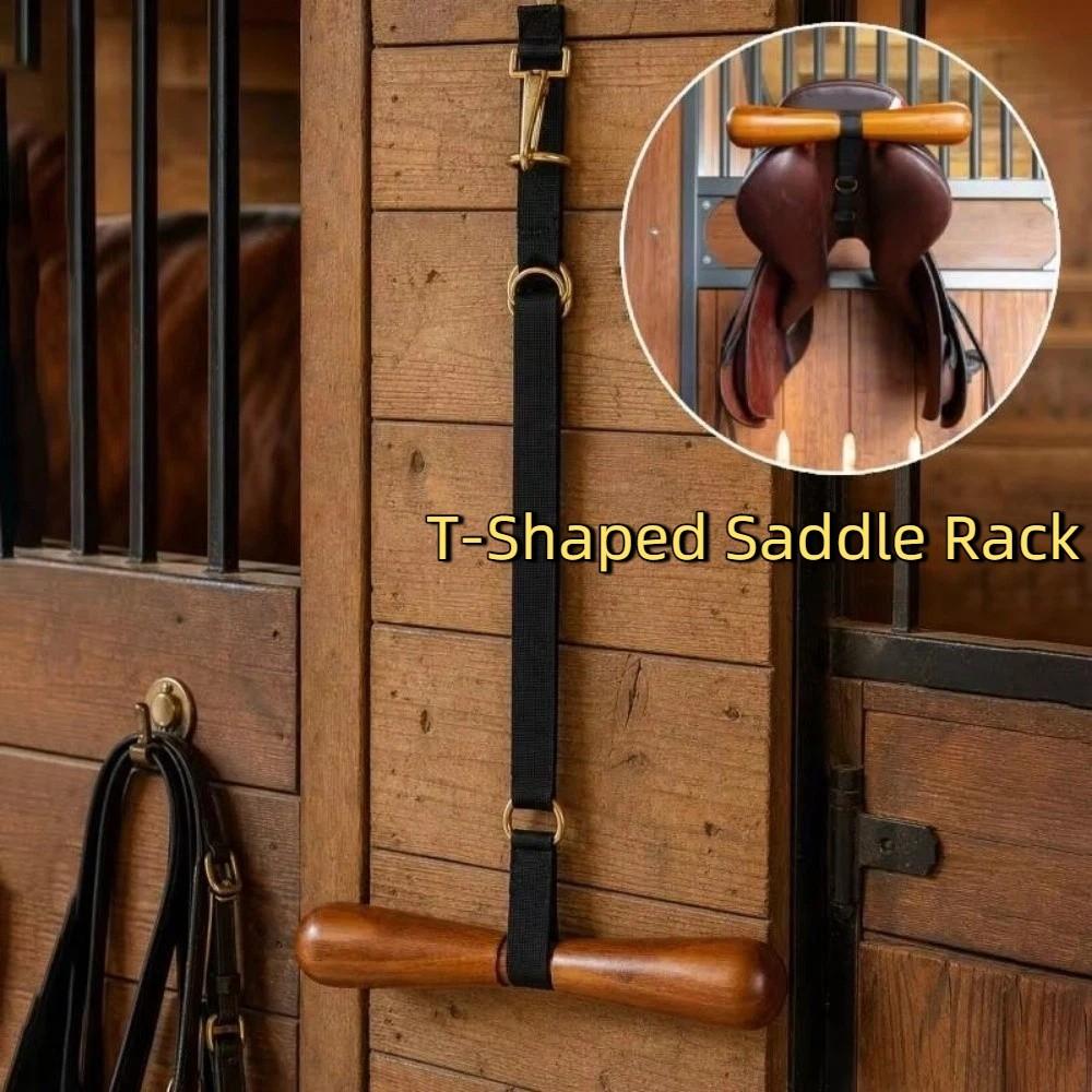 Adjustable Strap T-Shaped Saddle Hanger Wall Mounted Saddle T Hanger Equestrian Storage