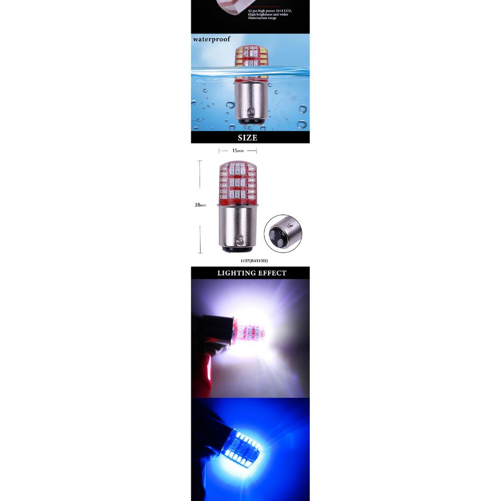 10PCS 1157 Led BAY15D P21/5W Double color Strobe LED 3014 42 LED Flash light brake blink light Lamp Bulb red white Blue Bulbs 7