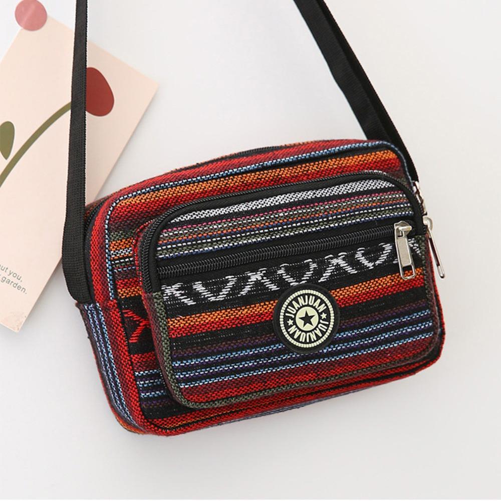 Многослойная сумка через плечо в стиле бохо с вышивкой, сумка-оксфорд, простая полосатая сумка через плечо для девочек