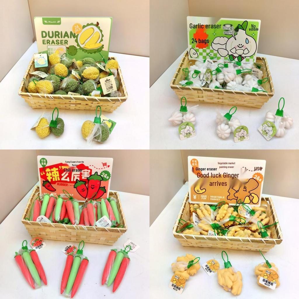 Creative Fun Vegetable and Fruit Shaped Erasers - No Crumbs, Clean & Ideal for Students