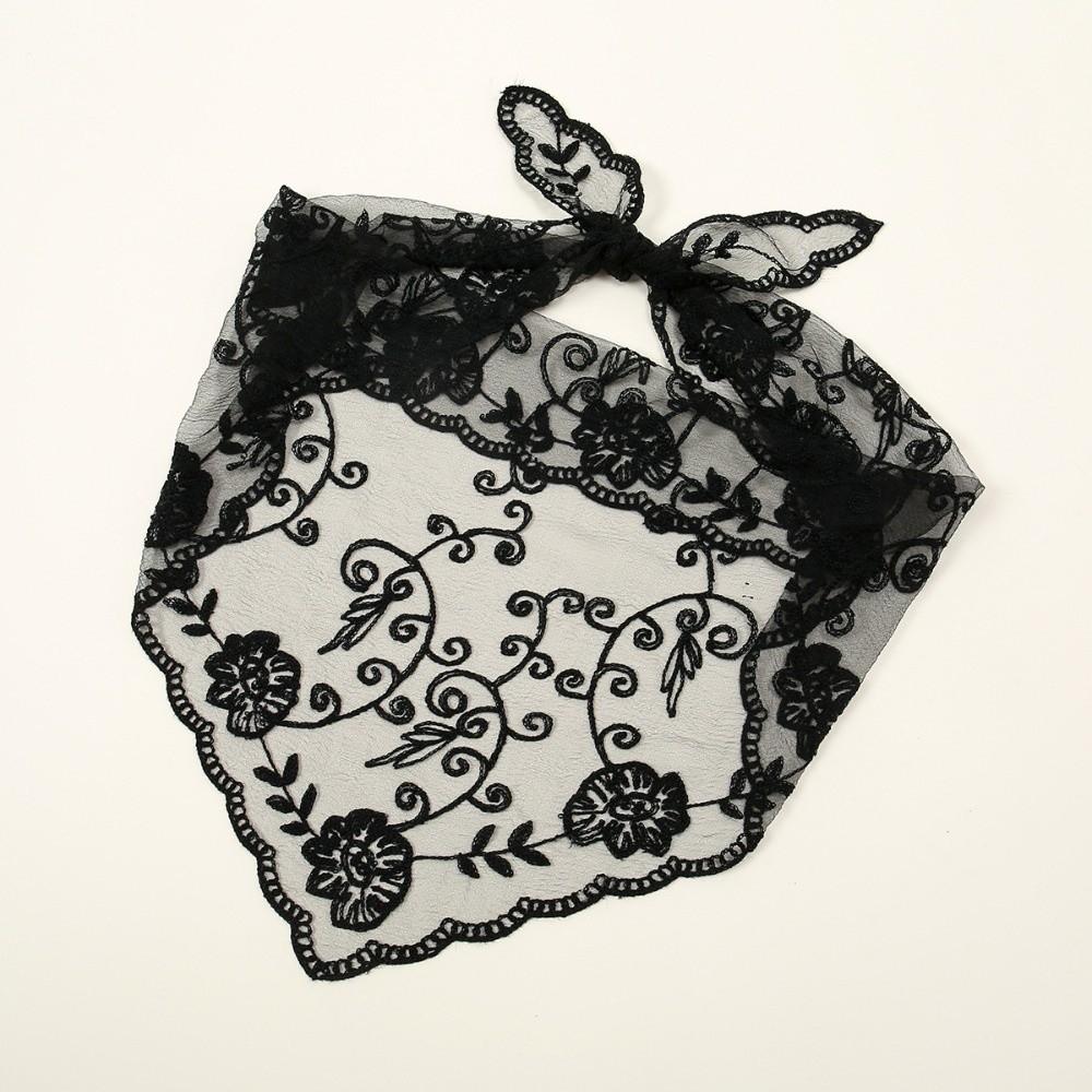 Elegant Crochet Head Scarf Vintage Lace Triangle Scarf New Embroidered Flower Scarf Church