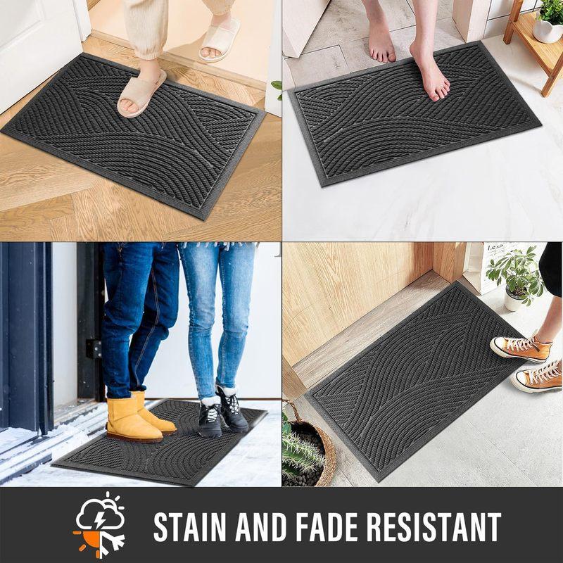 Sturdy Front Door Mat, Absorbent Muddy Dirt Resist Welcome Mats Outdoor Indoor, Stain and Fade Resistant Non-Slip Backing Entry