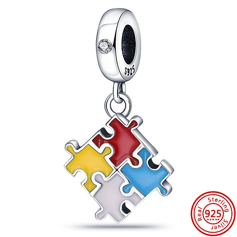 S925 Стерлингового Серебра Зеленый Четырехлистный Клевер Красочные Головоломки Подсолнух Бабочка Бусины Подходит Оригинальный Браслет Ювелирные Изделия