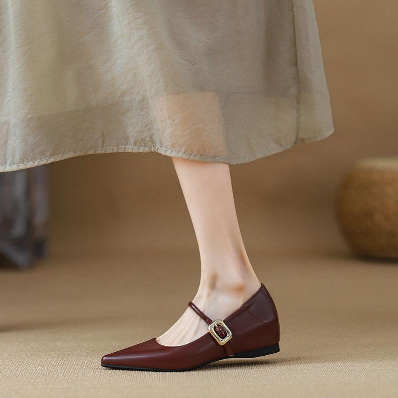 Туфли Мэри Джейн на скрытой платформе, женские, весенние, новые, с острым носком, из лакированной кожи, на толстом каблуке, ретро, бабушкины туфли, для работы