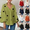 2025 New Style, Niche, French Polka Dot, Semi Open Neck Design, Loose Fit, Bubble Long Sleeved, Top, Autumn Women's Top, Autumn Interior Outfit