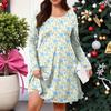 Plus Size Women's Gradient Print Casual Spring/Autumn Pocket Round Neck Long Sleeve Dress
