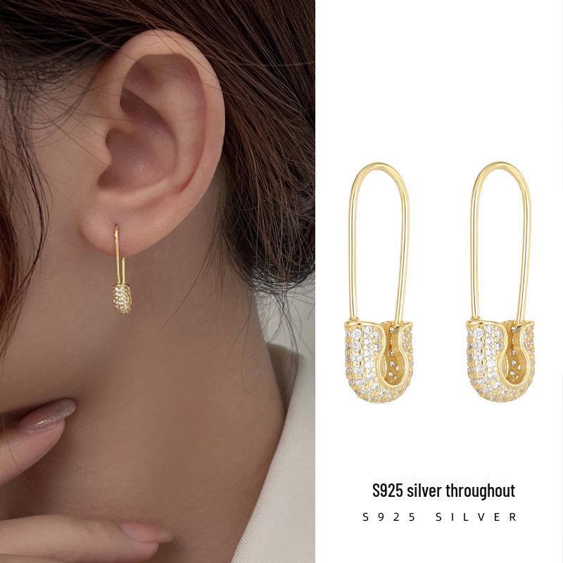 Серьги-скрепки Banyan Tree S925 из серебра в корейском стиле с бриллиантами - модные персонализированные украшения для женщин