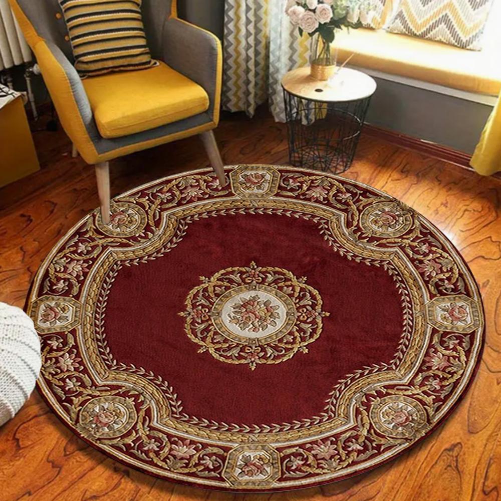 Contemporary Rug, Brown Round Rug, Scandinavian Rug, Non Slip Rug, Bohemian Rug, Library Area Rug, Pastoral Circle Rug