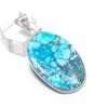 Tibetan Turquoise Gemstone Handmade 925 Sterling Silver Pendant 2.05" H9g70