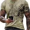 Men's Retro Sketch Style Compass Graphic Pattern Crew Neck Short Sleeve T-shirt, Chic And Stylish Tops For Summer Daily Wear, Tees For Men