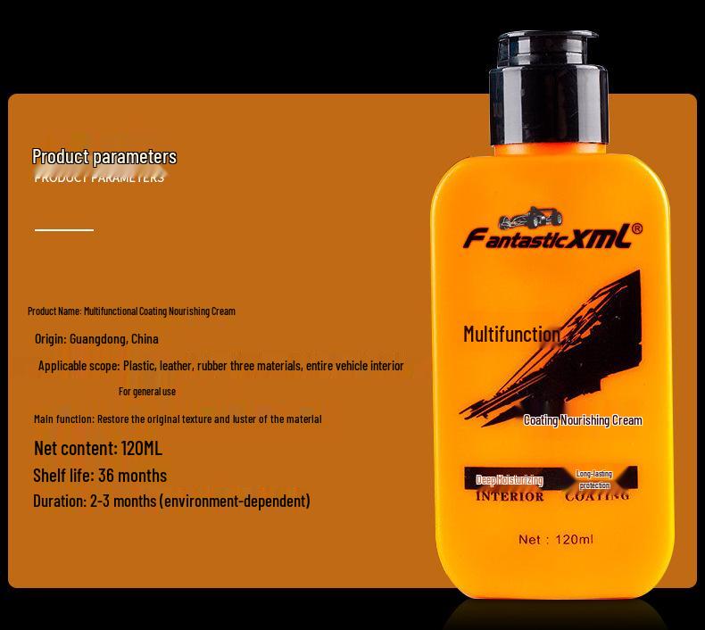 Multifunctional Car Plastic, Rubber & Leather Restorer - Nourishing Cream for Interior & Dashboard