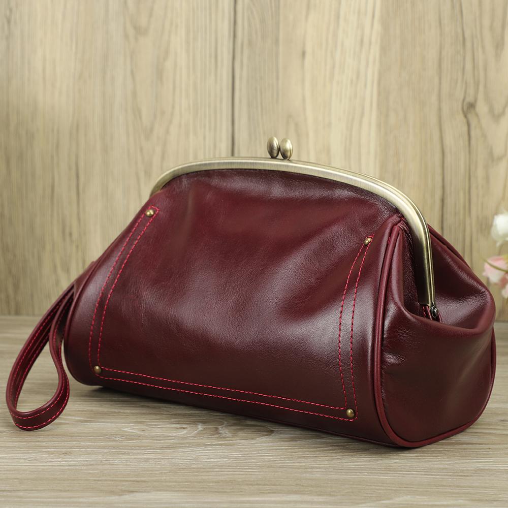 CONTACT'S 2024 сумки-клатчи из натуральной кожи с замком Kiss Lock, дизайн с металлическим каркасом, женские модные сумки с карманом для телефона, женские сумки, сумки