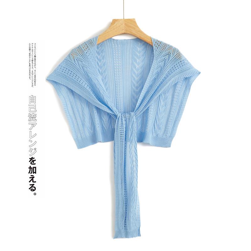 Summer Ice Silk Sun Protection Shawl: Lightweight Knitted Shoulder Protector & Scarf