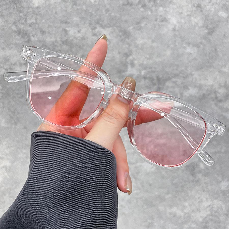 Fashion Small Round Unisex Women's Powder Blusher Gradient Pink Lenses Sunglasses Women Men Classic Metal Decoration Goggles