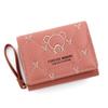 Cartoon Embroidered Pu Wallet For Women With Multiple Card Slots And Zipper Closure