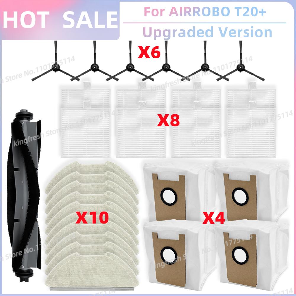 Fit For AIRROBO T20+ / T25+ / T30+ / L40+ / L50+ / L60+ / FIXR T20 Parts Main Roller Side Brush Filter Mop Cloth Pad Dust Bag